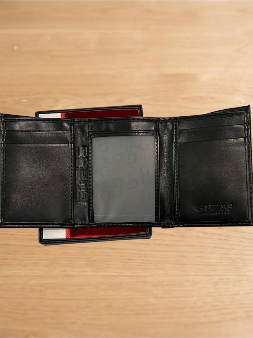 GUESS Men's Wallet with Red-White Logo Accent